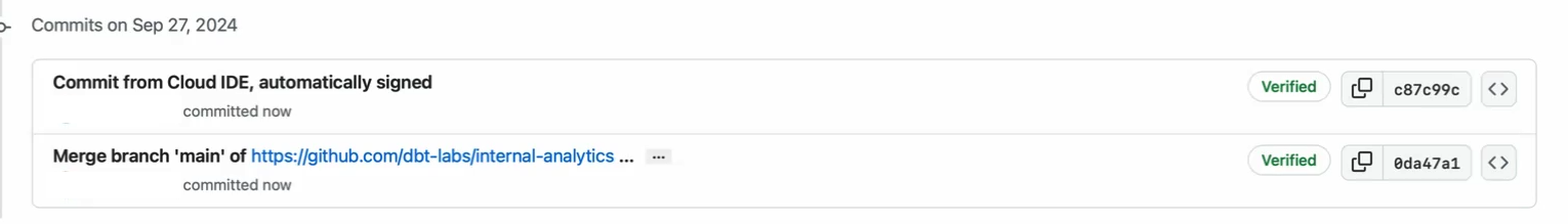 Example of a verified Git commit in a Git provider.